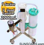 2 Tandem Stand with 2000mL Canister, 1 Suction on Low Rack  