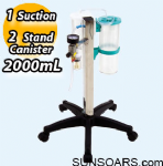 2 Tandem Stand with 2000mL Canister, 1 Suction on Trolley  