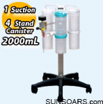 4 Tandem Stand with 2000mL Canister, 1 Suction on Trolley  
