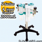4 Tandem Stand with 2000mL Canister, 2 Suction on Trolley  